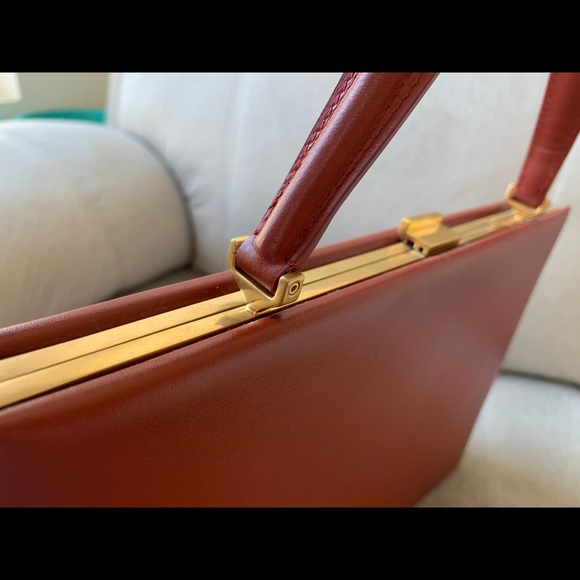 Celine Clasp Medium Red Calfskin Leather Tote - Picture 8 of 16